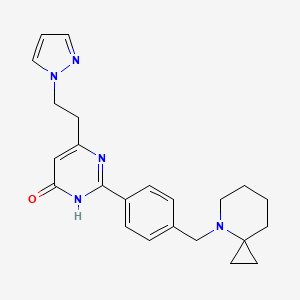 molecular formula C23H27N5O B6010302 2-[4-(4-azaspiro[2.5]oct-4-ylmethyl)phenyl]-6-[2-(1H-pyrazol-1-yl)ethyl]pyrimidin-4(3H)-one 