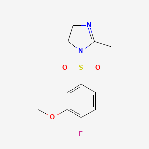 molecular formula C11H13FN2O3S B6010315 1-[(4-fluoro-3-methoxyphenyl)sulfonyl]-2-methyl-4,5-dihydro-1H-imidazole 