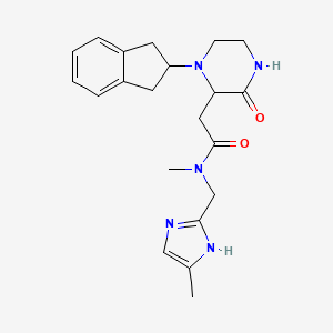 molecular formula C21H27N5O2 B6010344 2-[1-(2,3-dihydro-1H-inden-2-yl)-3-oxo-2-piperazinyl]-N-methyl-N-[(4-methyl-1H-imidazol-2-yl)methyl]acetamide 
