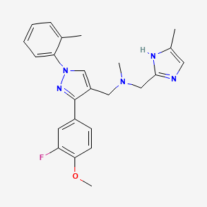 1-[3-(3-fluoro-4-methoxyphenyl)-1-(2-methylphenyl)-1H-pyrazol-4-yl]-N-methyl-N-[(4-methyl-1H-imidazol-2-yl)methyl]methanamine