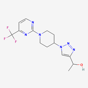 molecular formula C14H17F3N6O B6010370 1-(1-{1-[4-(trifluoromethyl)-2-pyrimidinyl]-4-piperidinyl}-1H-1,2,3-triazol-4-yl)ethanol 