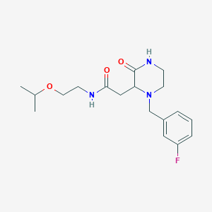 molecular formula C18H26FN3O3 B6010378 2-[1-(3-fluorobenzyl)-3-oxo-2-piperazinyl]-N-(2-isopropoxyethyl)acetamide 