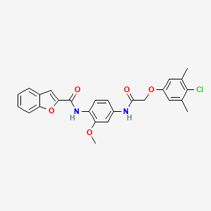 molecular formula C26H23ClN2O5 B6010389 N-(4-{[(4-chloro-3,5-dimethylphenoxy)acetyl]amino}-2-methoxyphenyl)-1-benzofuran-2-carboxamide 