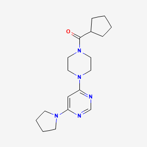 molecular formula C18H27N5O B6010412 4-[4-(cyclopentylcarbonyl)-1-piperazinyl]-6-(1-pyrrolidinyl)pyrimidine 