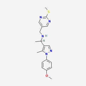 molecular formula C19H23N5OS B6010427 1-[1-(4-methoxyphenyl)-5-methyl-1H-pyrazol-4-yl]-N-{[2-(methylthio)-5-pyrimidinyl]methyl}ethanamine 