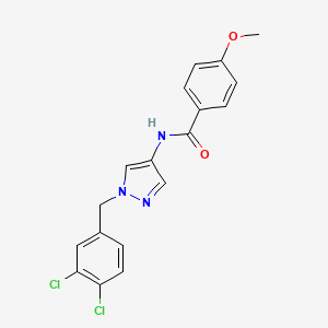 molecular formula C18H15Cl2N3O2 B6010445 N-[1-(3,4-dichlorobenzyl)-1H-pyrazol-4-yl]-4-methoxybenzamide 