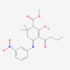 methyl 3-butyryl-6,6-dimethyl-4-[(3-nitrophenyl)amino]-2-oxo-3-cyclohexene-1-carboxylate