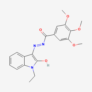 molecular formula C20H21N3O5 B6010498 N'-(1-ethyl-2-oxo-1,2-dihydro-3H-indol-3-ylidene)-3,4,5-trimethoxybenzohydrazide 