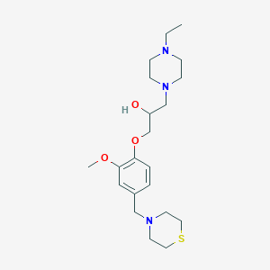 molecular formula C21H35N3O3S B6010520 1-(4-ethyl-1-piperazinyl)-3-[2-methoxy-4-(4-thiomorpholinylmethyl)phenoxy]-2-propanol 