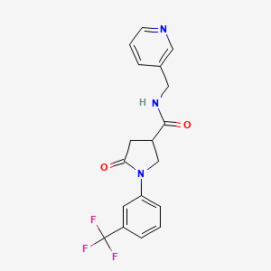 molecular formula C18H16F3N3O2 B6010669 5-oxo-N-(3-pyridinylmethyl)-1-[3-(trifluoromethyl)phenyl]-3-pyrrolidinecarboxamide 