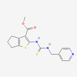molecular formula C16H17N3O2S2 B6010688 methyl 2-({[(4-pyridinylmethyl)amino]carbonothioyl}amino)-5,6-dihydro-4H-cyclopenta[b]thiophene-3-carboxylate 