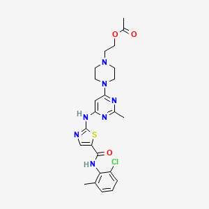 molecular formula C24H28ClN7O3S B601070 2-(4-(6-((5-((2-氯-6-甲基苯基)氨基甲酰基)噻唑-2-基)氨基)-2-甲基嘧啶-4-基)哌嗪-1-基)乙酸乙酯 CAS No. 1245157-85-0