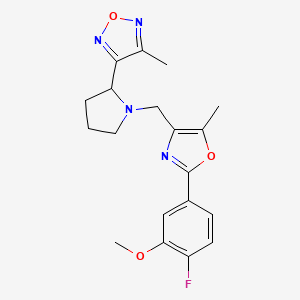 3-(1-{[2-(4-fluoro-3-methoxyphenyl)-5-methyl-1,3-oxazol-4-yl]methyl}-2-pyrrolidinyl)-4-methyl-1,2,5-oxadiazole