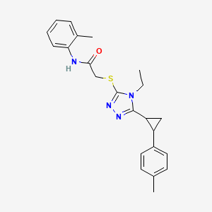 2-({4-ethyl-5-[2-(4-methylphenyl)cyclopropyl]-4H-1,2,4-triazol-3-yl}thio)-N-(2-methylphenyl)acetamide