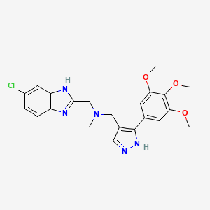 molecular formula C22H24ClN5O3 B6010771 1-(5-chloro-1H-benzimidazol-2-yl)-N-methyl-N-{[3-(3,4,5-trimethoxyphenyl)-1H-pyrazol-4-yl]methyl}methanamine 