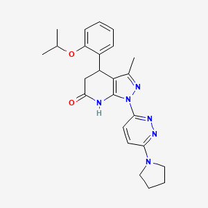 molecular formula C24H28N6O2 B6010890 4-(2-isopropoxyphenyl)-3-methyl-1-[6-(1-pyrrolidinyl)-3-pyridazinyl]-1,4,5,7-tetrahydro-6H-pyrazolo[3,4-b]pyridin-6-one 