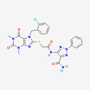 molecular formula C25H22ClN9O4S B6010926 5-[({[7-(2-chlorobenzyl)-1,3-dimethyl-2,6-dioxo-2,3,6,7-tetrahydro-1H-purin-8-yl]thio}acetyl)amino]-2-phenyl-2H-1,2,3-triazole-4-carboxamide 