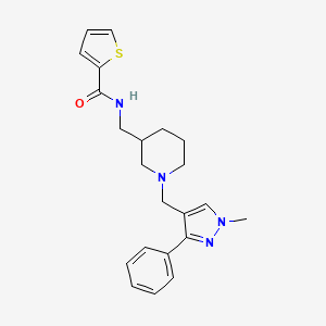 molecular formula C22H26N4OS B6010984 N-({1-[(1-methyl-3-phenyl-1H-pyrazol-4-yl)methyl]-3-piperidinyl}methyl)-2-thiophenecarboxamide 