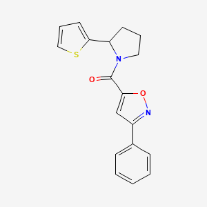 molecular formula C18H16N2O2S B6011022 3-phenyl-5-{[2-(2-thienyl)-1-pyrrolidinyl]carbonyl}isoxazole 
