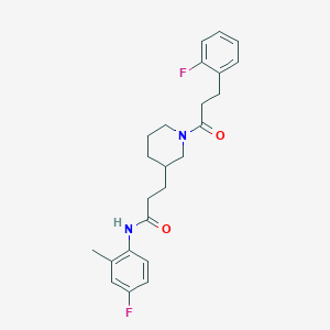 molecular formula C24H28F2N2O2 B6011056 N-(4-fluoro-2-methylphenyl)-3-{1-[3-(2-fluorophenyl)propanoyl]-3-piperidinyl}propanamide 