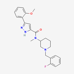 molecular formula C24H27FN4O2 B6011062 N-[1-(2-fluorobenzyl)-3-piperidinyl]-3-(2-methoxyphenyl)-N-methyl-1H-pyrazole-5-carboxamide 