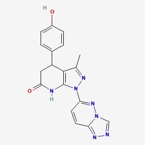 molecular formula C18H15N7O2 B6011104 4-(4-hydroxyphenyl)-3-methyl-1-[1,2,4]triazolo[4,3-b]pyridazin-6-yl-1,4,5,7-tetrahydro-6H-pyrazolo[3,4-b]pyridin-6-one 