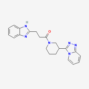 molecular formula C21H22N6O B6011172 3-{1-[3-(1H-benzimidazol-2-yl)propanoyl]-3-piperidinyl}[1,2,4]triazolo[4,3-a]pyridine 