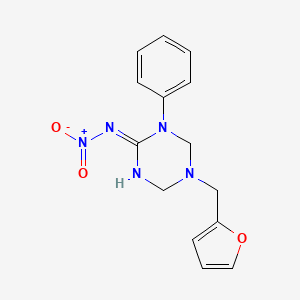 molecular formula C14H15N5O3 B6011196 5-(2-furylmethyl)-N-nitro-1-phenyl-1,3,5-triazinan-2-imine 