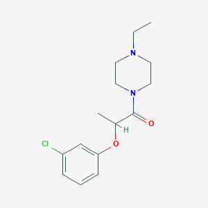 molecular formula C15H21ClN2O2 B6011227 1-[2-(3-chlorophenoxy)propanoyl]-4-ethylpiperazine 