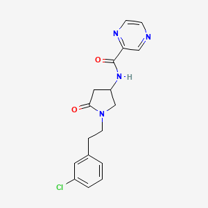 molecular formula C17H17ClN4O2 B6011262 N-{1-[2-(3-chlorophenyl)ethyl]-5-oxo-3-pyrrolidinyl}-2-pyrazinecarboxamide 