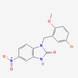 molecular formula C15H12BrN3O4 B6011269 1-(5-bromo-2-methoxybenzyl)-5-nitro-1,3-dihydro-2H-benzimidazol-2-one 