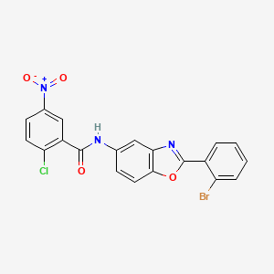 molecular formula C20H11BrClN3O4 B6011312 N-[2-(2-溴苯基)-1,3-苯并恶唑-5-基]-2-氯-5-硝基苯甲酰胺 