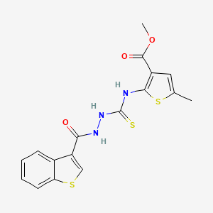 molecular formula C17H15N3O3S3 B6011329 methyl 2-({[2-(1-benzothien-3-ylcarbonyl)hydrazino]carbonothioyl}amino)-5-methyl-3-thiophenecarboxylate 