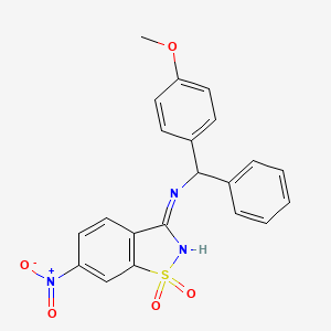 N-[(4-methoxyphenyl)(phenyl)methyl]-6-nitro-1,2-benzisothiazol-3-amine 1,1-dioxide