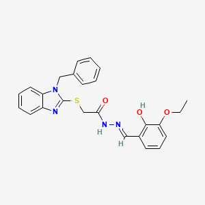 molecular formula C25H24N4O3S B6011367 2-[(1-benzyl-1H-benzimidazol-2-yl)thio]-N'-(3-ethoxy-2-hydroxybenzylidene)acetohydrazide 