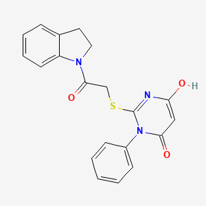 molecular formula C20H17N3O3S B6011416 2-{[2-(2,3-dihydro-1H-indol-1-yl)-2-oxoethyl]thio}-6-hydroxy-3-phenyl-4(3H)-pyrimidinone 