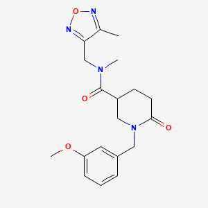 molecular formula C19H24N4O4 B6011429 1-(3-methoxybenzyl)-N-methyl-N-[(4-methyl-1,2,5-oxadiazol-3-yl)methyl]-6-oxo-3-piperidinecarboxamide 