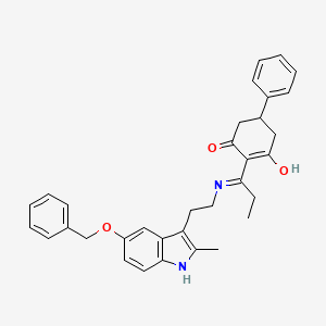 2-[1-({2-[5-(benzyloxy)-2-methyl-1H-indol-3-yl]ethyl}amino)propylidene]-5-phenylcyclohexane-1,3-dione