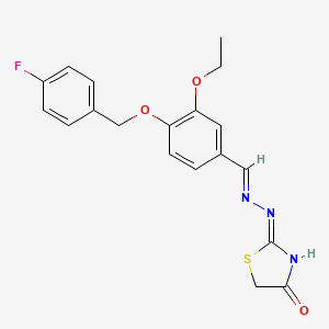 molecular formula C19H18FN3O3S B6011463 3-ethoxy-4-[(4-fluorobenzyl)oxy]benzaldehyde (4-oxo-1,3-thiazolidin-2-ylidene)hydrazone 