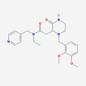 molecular formula C23H30N4O4 B6011474 2-[1-(2,3-dimethoxybenzyl)-3-oxo-2-piperazinyl]-N-ethyl-N-(4-pyridinylmethyl)acetamide 