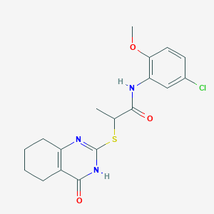 molecular formula C18H20ClN3O3S B6011477 N-(5-chloro-2-methoxyphenyl)-2-[(4-oxo-3,4,5,6,7,8-hexahydro-2-quinazolinyl)thio]propanamide 