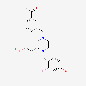 molecular formula C23H29FN2O3 B6011492 1-(3-{[4-(2-fluoro-4-methoxybenzyl)-3-(2-hydroxyethyl)-1-piperazinyl]methyl}phenyl)ethanone 