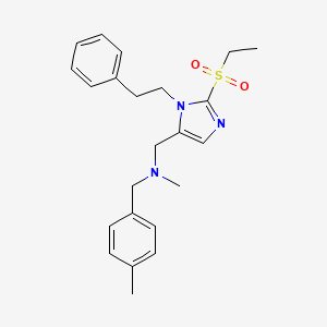 molecular formula C23H29N3O2S B6011533 1-[2-(ethylsulfonyl)-1-(2-phenylethyl)-1H-imidazol-5-yl]-N-methyl-N-(4-methylbenzyl)methanamine 