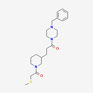 molecular formula C22H33N3O2S B6011550 1-benzyl-4-(3-{1-[(methylthio)acetyl]-3-piperidinyl}propanoyl)piperazine 