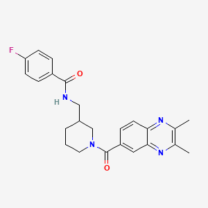 molecular formula C24H25FN4O2 B6011579 N-({1-[(2,3-dimethyl-6-quinoxalinyl)carbonyl]-3-piperidinyl}methyl)-4-fluorobenzamide 