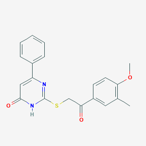 molecular formula C20H18N2O3S B6011603 2-[(4-hydroxy-6-phenyl-2-pyrimidinyl)thio]-1-(4-methoxy-3-methylphenyl)ethanone 