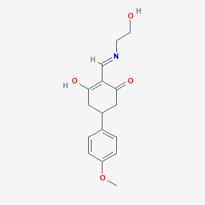 molecular formula C16H19NO4 B6011629 2-{[(2-hydroxyethyl)amino]methylene}-5-(4-methoxyphenyl)-1,3-cyclohexanedione 