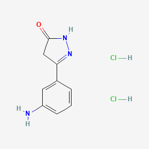 molecular formula C9H11Cl2N3O B6011635 5-(3-aminophenyl)-2,4-dihydro-3H-pyrazol-3-one dihydrochloride 
