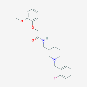 molecular formula C22H27FN2O3 B6011656 N-{[1-(2-fluorobenzyl)-3-piperidinyl]methyl}-2-(2-methoxyphenoxy)acetamide 
