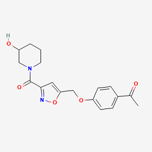 molecular formula C18H20N2O5 B6011680 1-[4-({3-[(3-hydroxy-1-piperidinyl)carbonyl]-5-isoxazolyl}methoxy)phenyl]ethanone 
